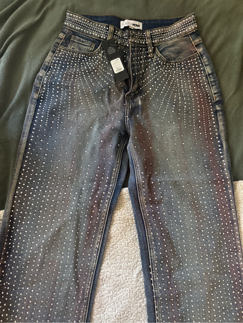 Fashion Nova Studded Black Denim Skinny Jeans